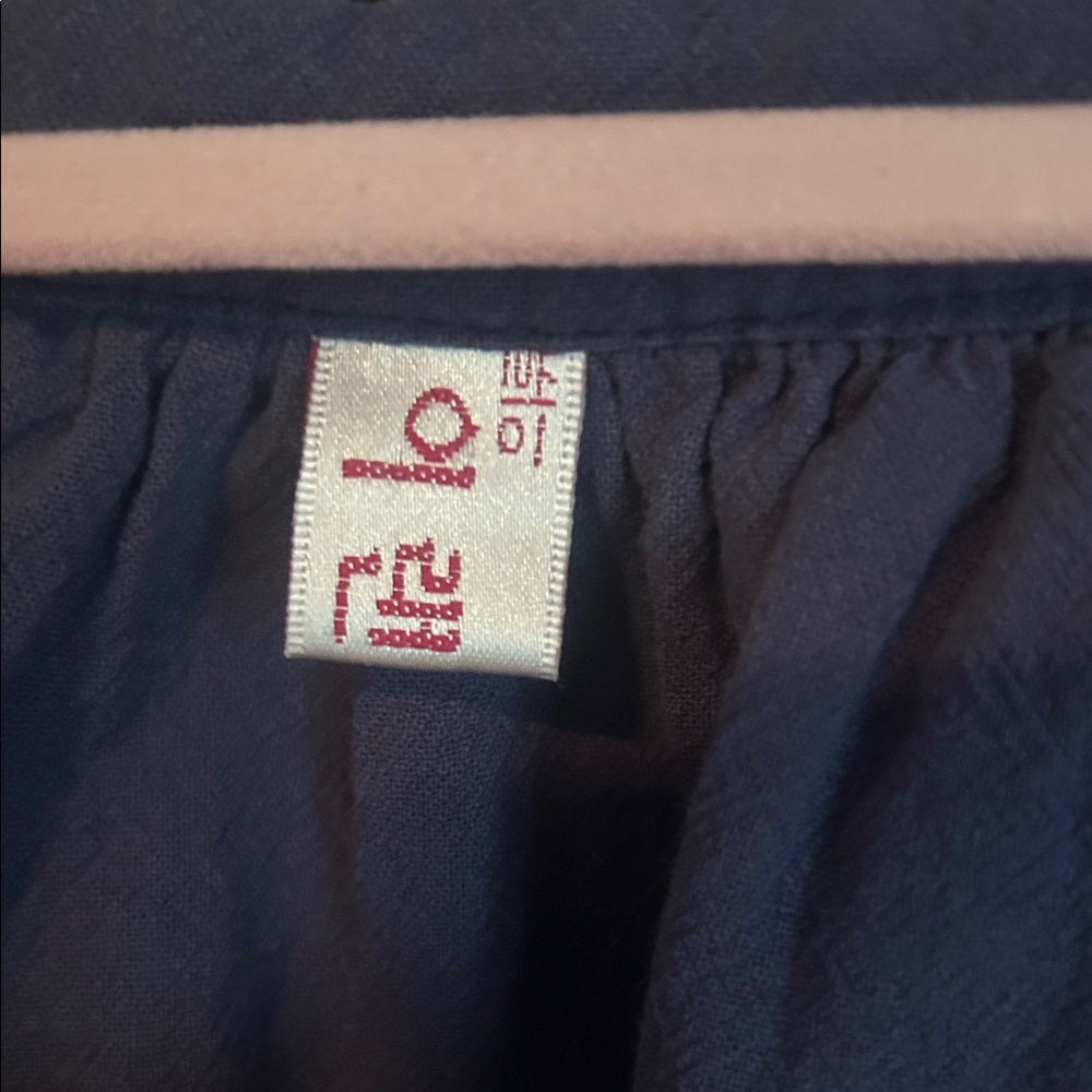 Bohemian Embroidered Women's Top - Navy and Cream with snap closure and two ties - Picture 2 of 10